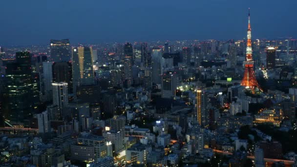 Небо Токио с токийской башней — стоковое видео