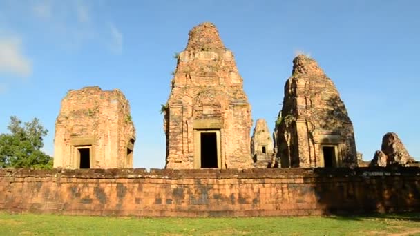 Zoom Fuera Del Templo Amurallado Por Mañana Angkor Wat Temple — Vídeo de stock