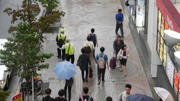 Piétons d'en haut par un jour de pluie — Video