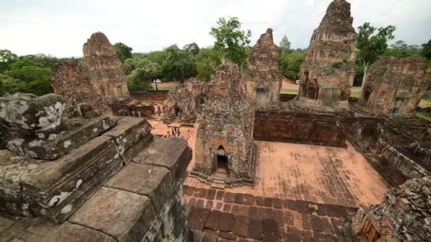 Oude tempel overblijfselen van bovenaf — Stockvideo