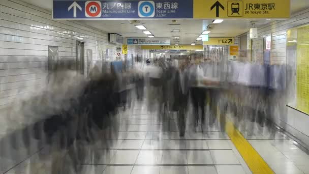 Comutadores no Busy Tokyo Metrorail System — Vídeo de Stock