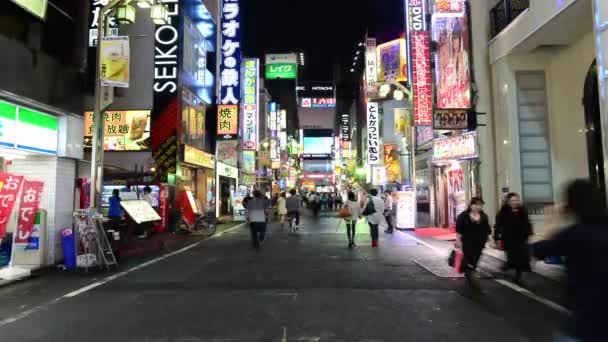 Quartier commerçant la nuit — Video