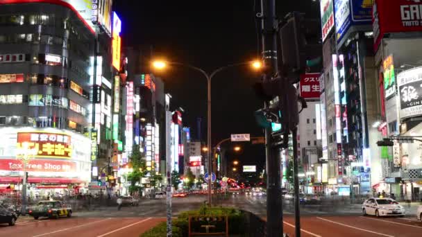 Quartier commerçant la nuit — Video