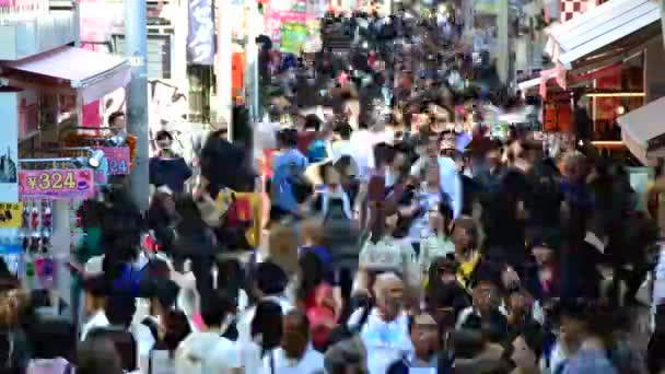 Crowded Takeshita Street in Harajuku — Stock Video