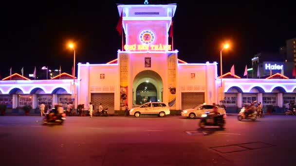 Ben Thanh Market at Night — Stock Video