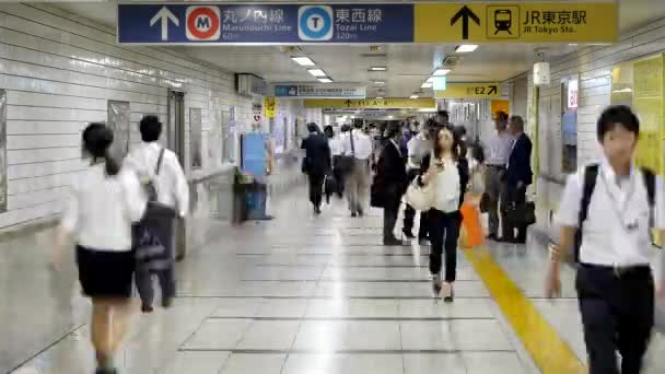 Passageiros em Metro Rail Station Platform — Vídeo de Stock