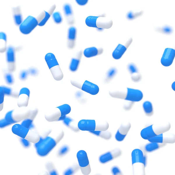 Falling colorful pills - 3D illustration — Stock Photo, Image