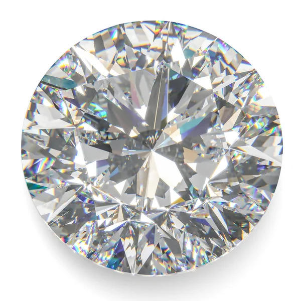 Hermoso diamante brillante en brillante corte sobre fondo blanco, - Fondo de cristal — Foto de Stock