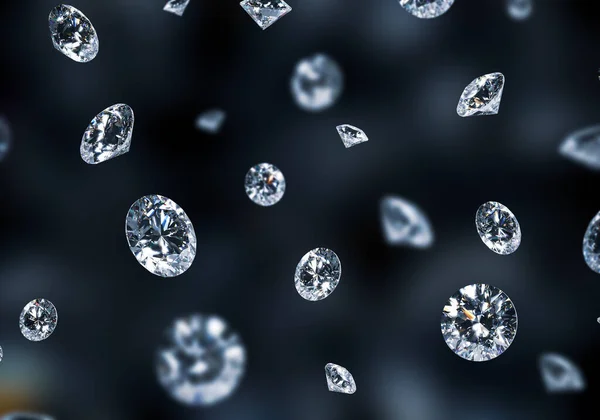 Falling Diamonds in Brilliant Cut - Diamond Backdrop, Crystal Background, Wallpaper — Stock Photo, Image