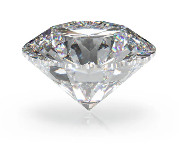 Hermoso diamante brillante en brillante corte sobre fondo blanco, - Fondo de cristal — Foto de Stock