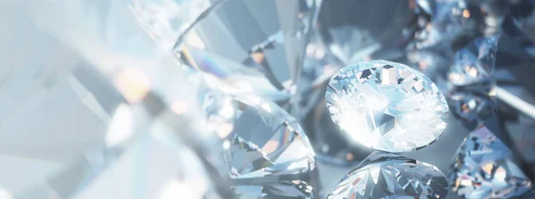 Hermoso 3D renderizado brillante diamante en brillante corte sobre fondo blanco, fondo de diamante — Foto de Stock