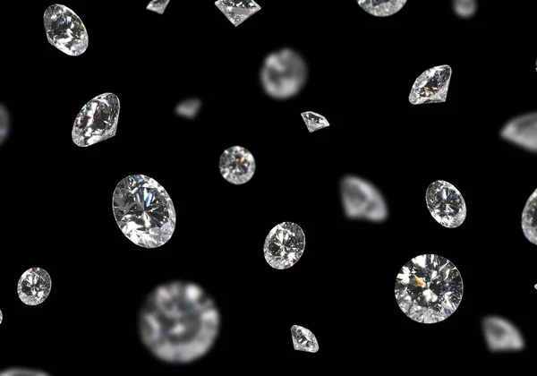 Hermoso 3D renderizado brillante diamante en brillante corte sobre fondo negro, fondo de diamante — Foto de Stock