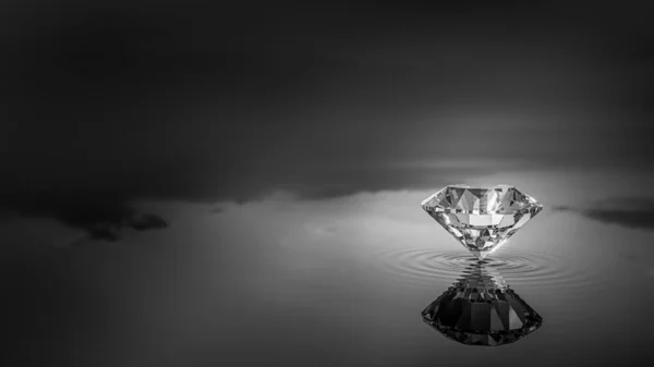 Lindo 3D renderizado diamante brilhante em corte brilhante no fundo preto, fundo de diamante — Fotografia de Stock