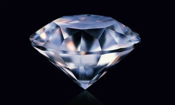Krásné 3D vykreslené lesklý diamant v brilantní střih na černém pozadí, diamantové pozadí — Stock fotografie