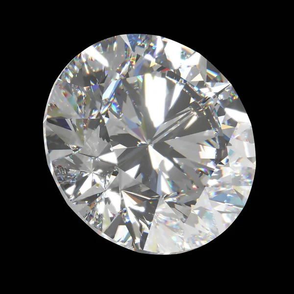 Prachtige 3D Rendered Shiny Diamond in briljant geslepen op zwarte achtergrond, Diamant achtergrond — Stockfoto