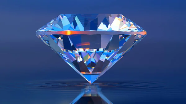 Krásné 3D vykreslené lesklý diamant v brilantní střih na černém pozadí, Crystal pozadí — Stock fotografie