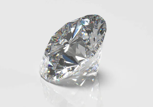 Hermoso 3D renderizado brillante diamante en brillante corte sobre fondo blanco, fondo de diamante — Foto de Stock