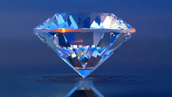 Hermoso 3D renderizado brillante diamante en brillante corte sobre fondo negro, fondo de cristal Imágenes De Stock Sin Royalties Gratis