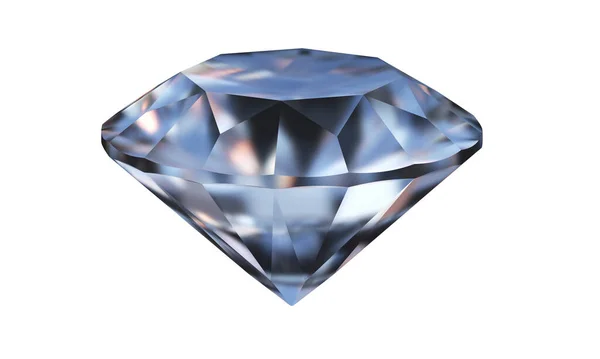 아름다운 3D Rendered Shiny Diamond in Brilliant Cut on White Background, Diamond Background — 스톡 사진