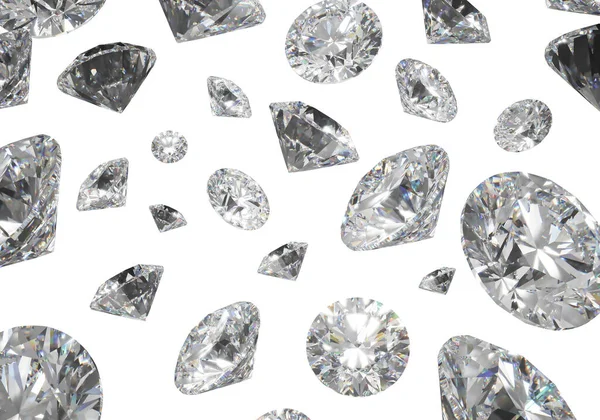 Vacker 3D Rendered Shiny Diamond i lysande skära på vit bakgrund, Crystal Bakgrund — Stockfoto