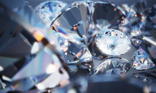 Vacker 3D Rendered Shiny Diamond i lysande skära på svart bakgrund, Crystal Bakgrund Stockfoto