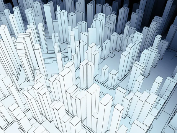 Abstract white city render - — Stock Photo, Image