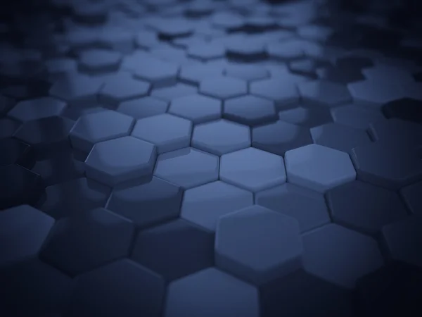 Abstrato azul 3D renderizar fundo hexagonal — Fotografia de Stock