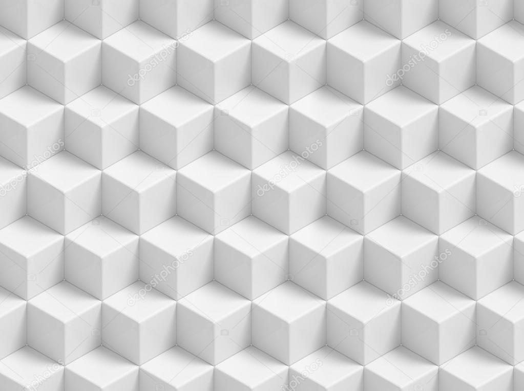 Abstract white 3D geometric cubes background