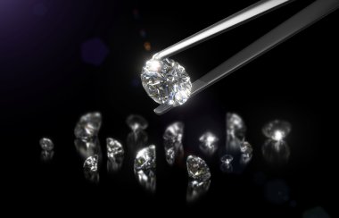 Luxury diamond in tweezers clipart