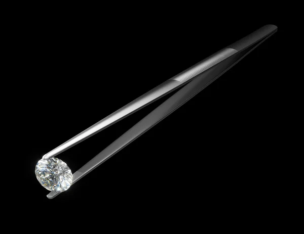 Luxusní diamant v detailním pinzety — Stock fotografie