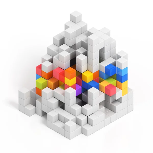 Återge 3D multicolor kuber på svart bakgrund — Stockfoto