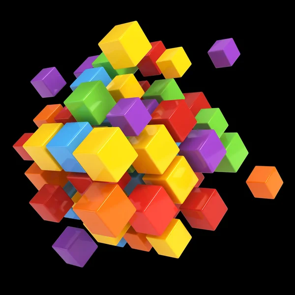 3D-blok kubussen maken op wit — Stockfoto