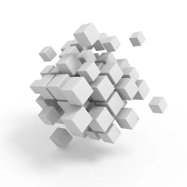 3D bloc cuburi randare pe alb — Fotografie, imagine de stoc