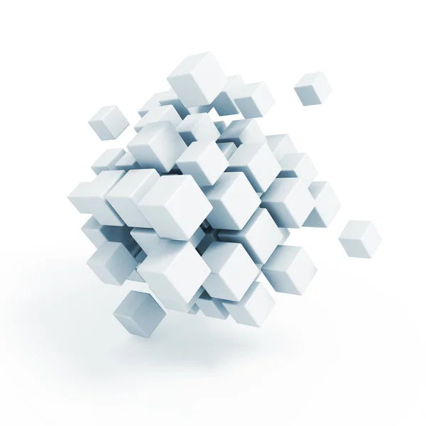 3D κύβους μπλοκ καθιστούν σε λευκό — Φωτογραφία Αρχείου