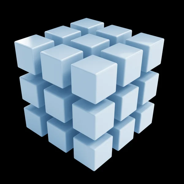 3d 블록 큐브 화이트에 렌더링 — 스톡 사진