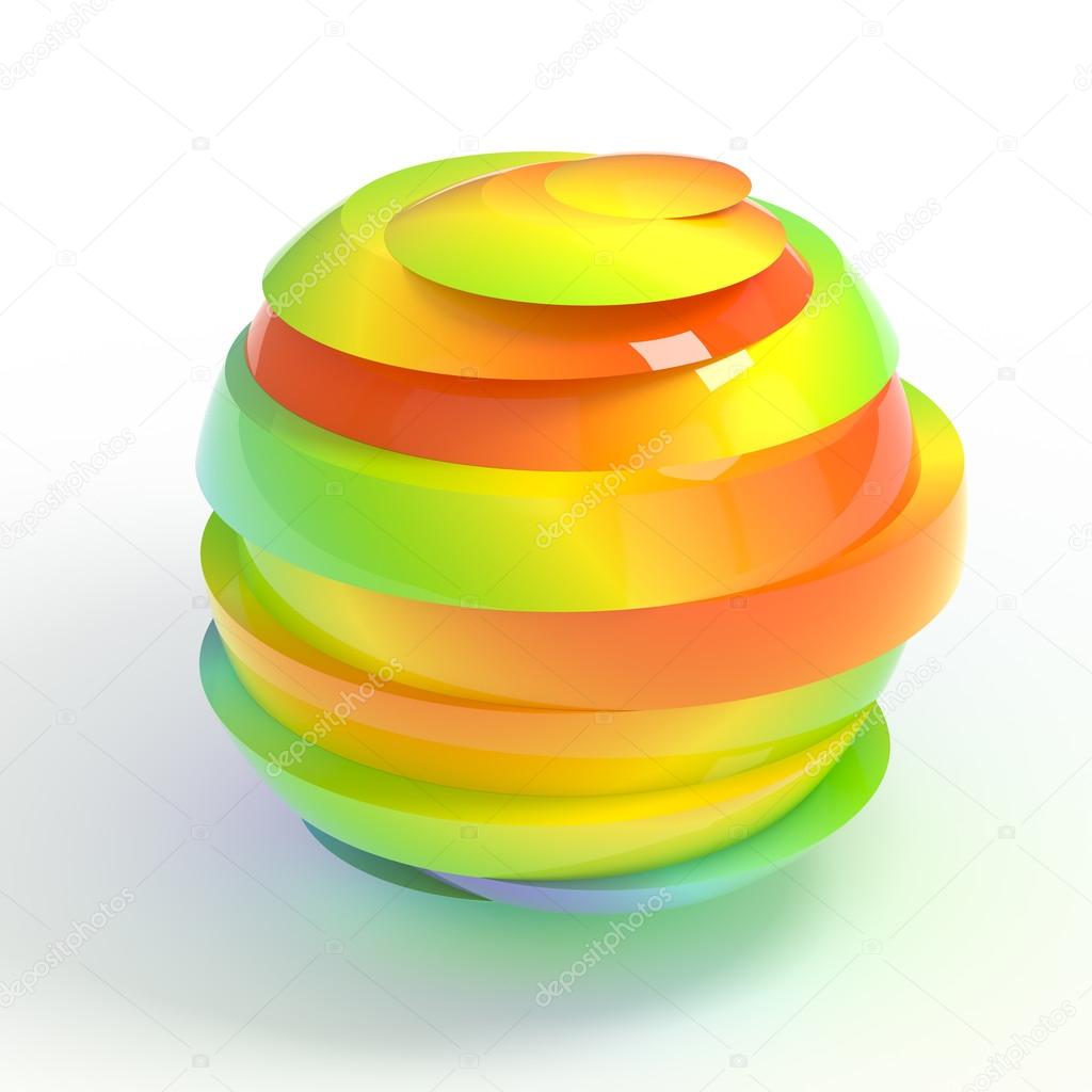Sliced colorful ball 3D render