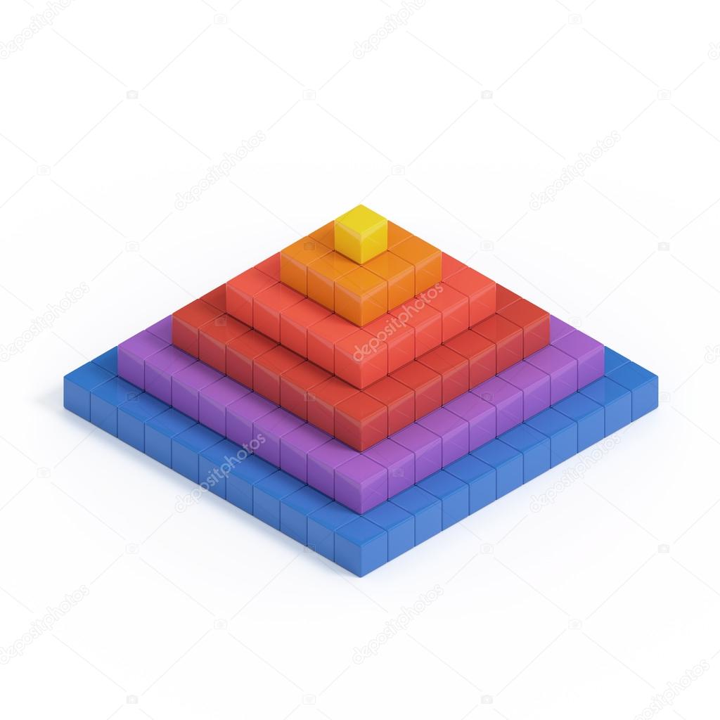 3D multicolor pyramid chart
