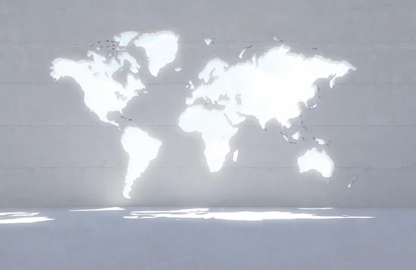 World map window in concrete wall - — 스톡 사진