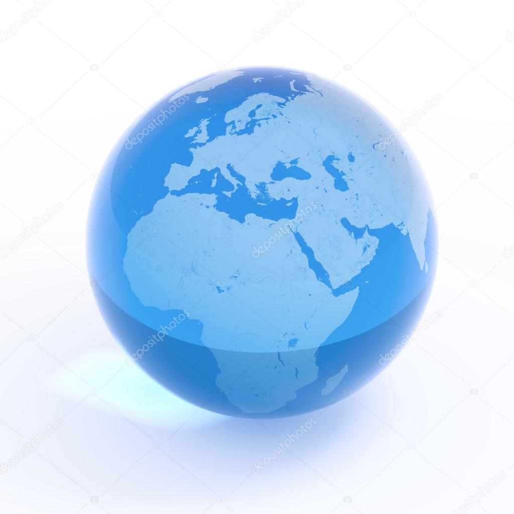 3D planet Earth globe isolated on w