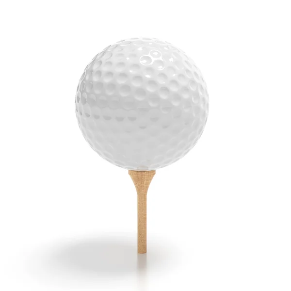 Golf ball op tee geïsoleerd — Stockfoto