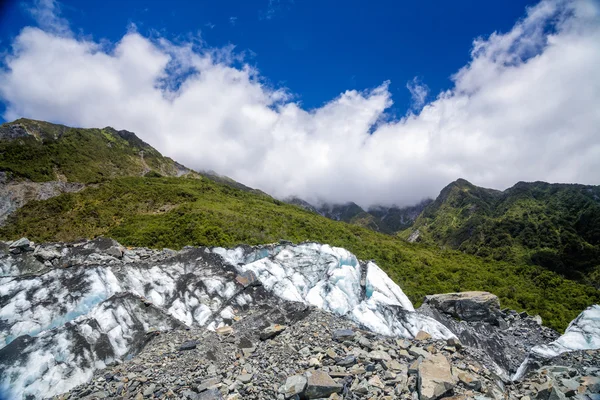 Parte inferior da geleira Fox em South Island Nova Zelândia — Fotografia de Stock