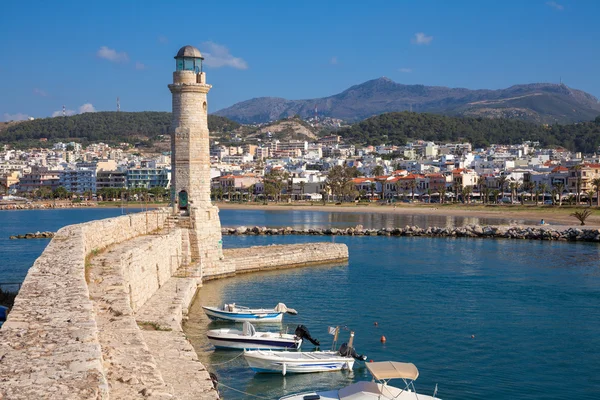 Wenecka latarnia morska w Rethymno Kreta Grecja Mediterranean — Zdjęcie stockowe