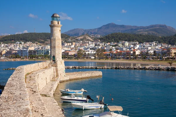 Benátský maják na Středozemním moři Řecko Kréta Rethymnon — Stock fotografie