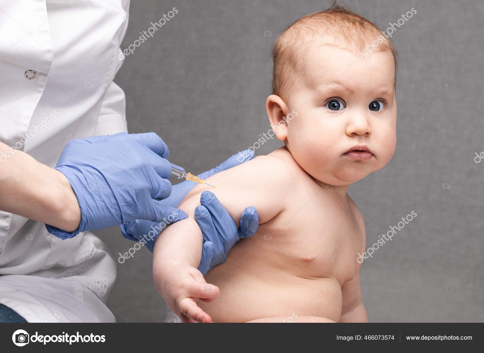 Pediatrician Nurse Giving Intramuscular Injection Vaccine Arm Baby Girl ...