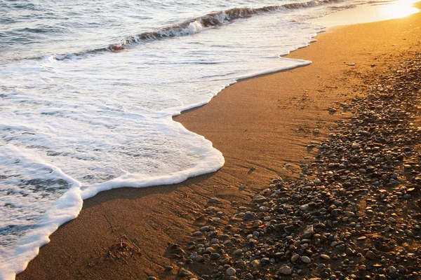 Şafakta bir plajda dalga — Stok fotoğraf