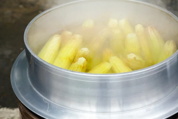 Boiling corn cobs — Stock Photo, Image