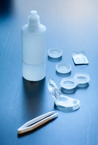 Disposable contact lenses care set — Stock Photo, Image