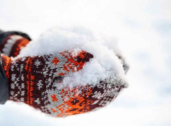 Mittens with snow winter concept — Stock Photo, Image