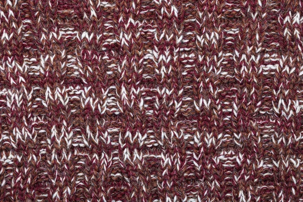 Tissu mélangé brun rouge blanc tricoté motif — Photo