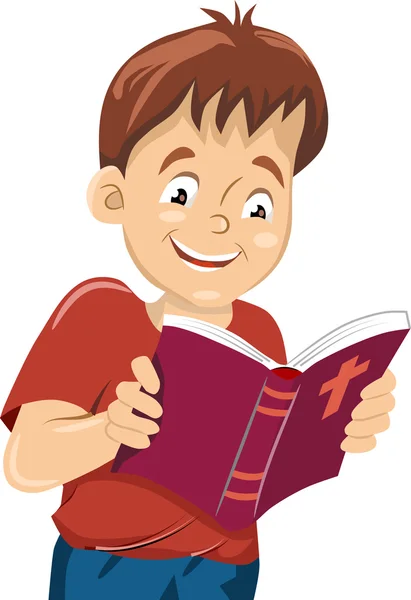 Jongen lezen Bijbel — Stockvector
